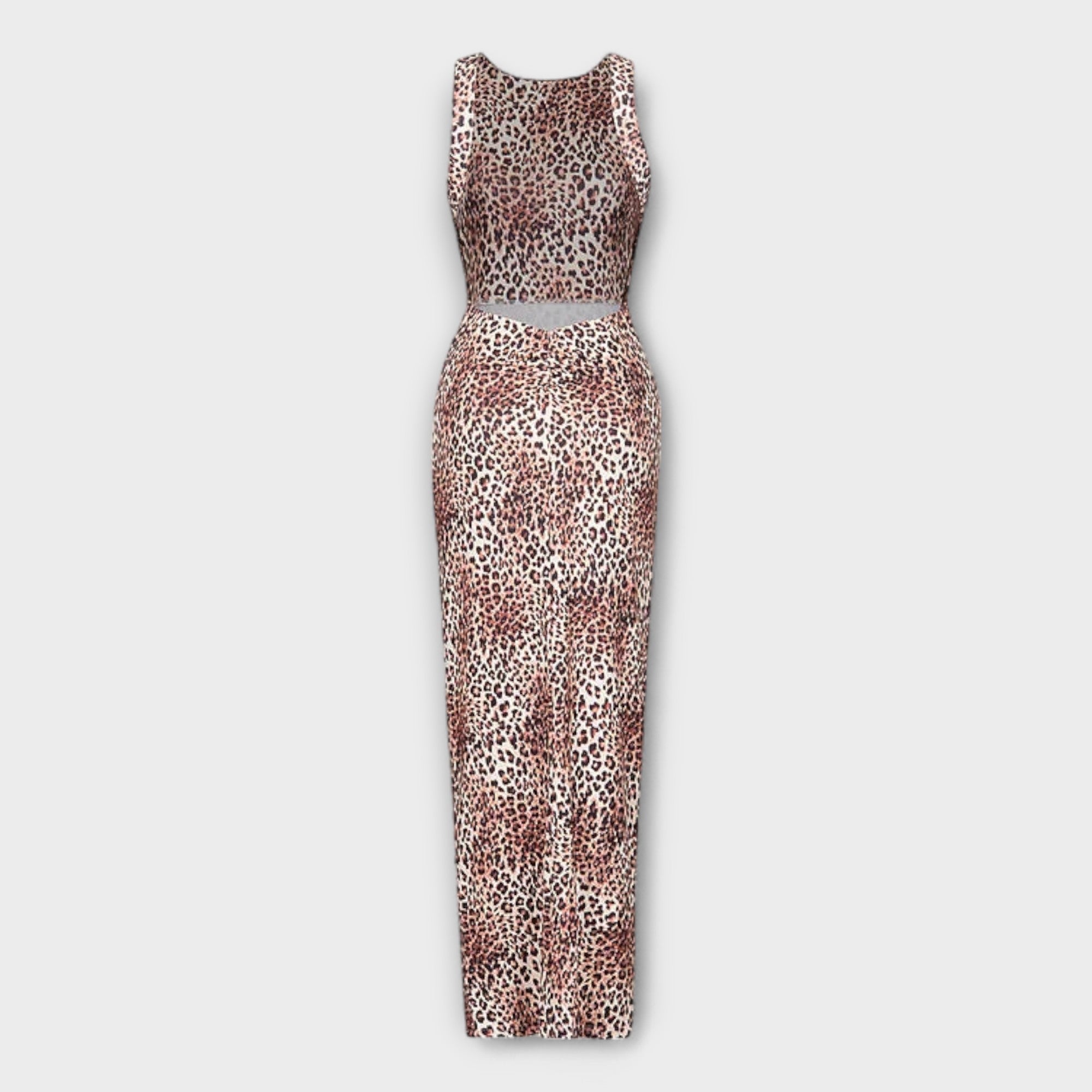 Della - Maxi Dress with Leopard Print and Back Slit