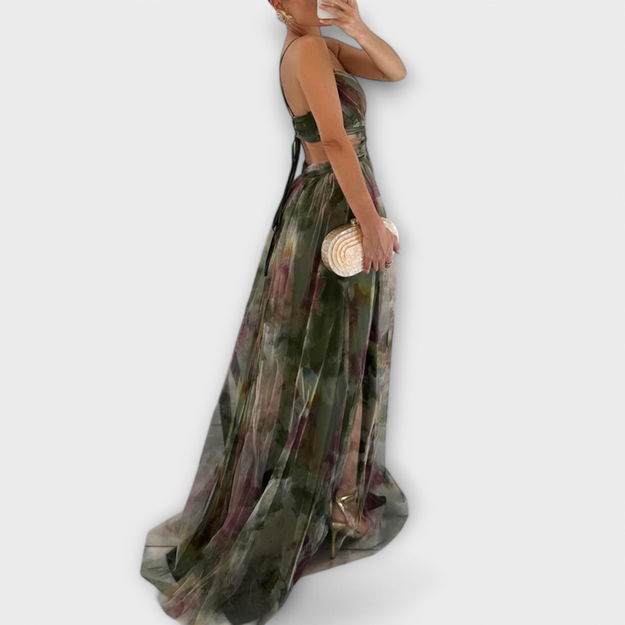 Annai Mesh Maxi Dress - Elegant and Figure-Hugging