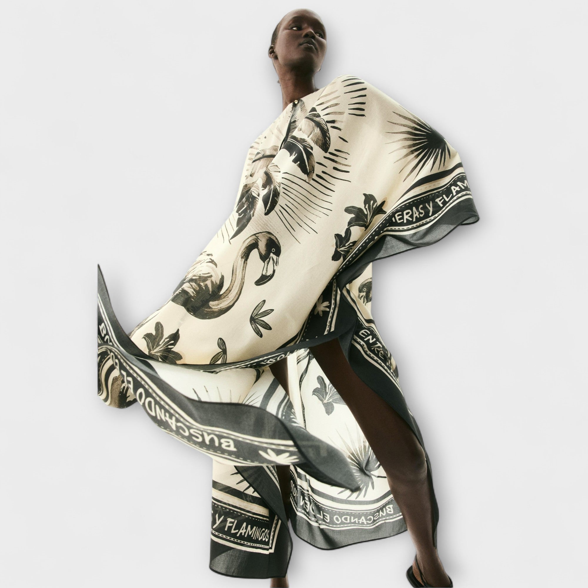 Melissa - Extra-large Flamingo Print Kaftan Maxi Dress