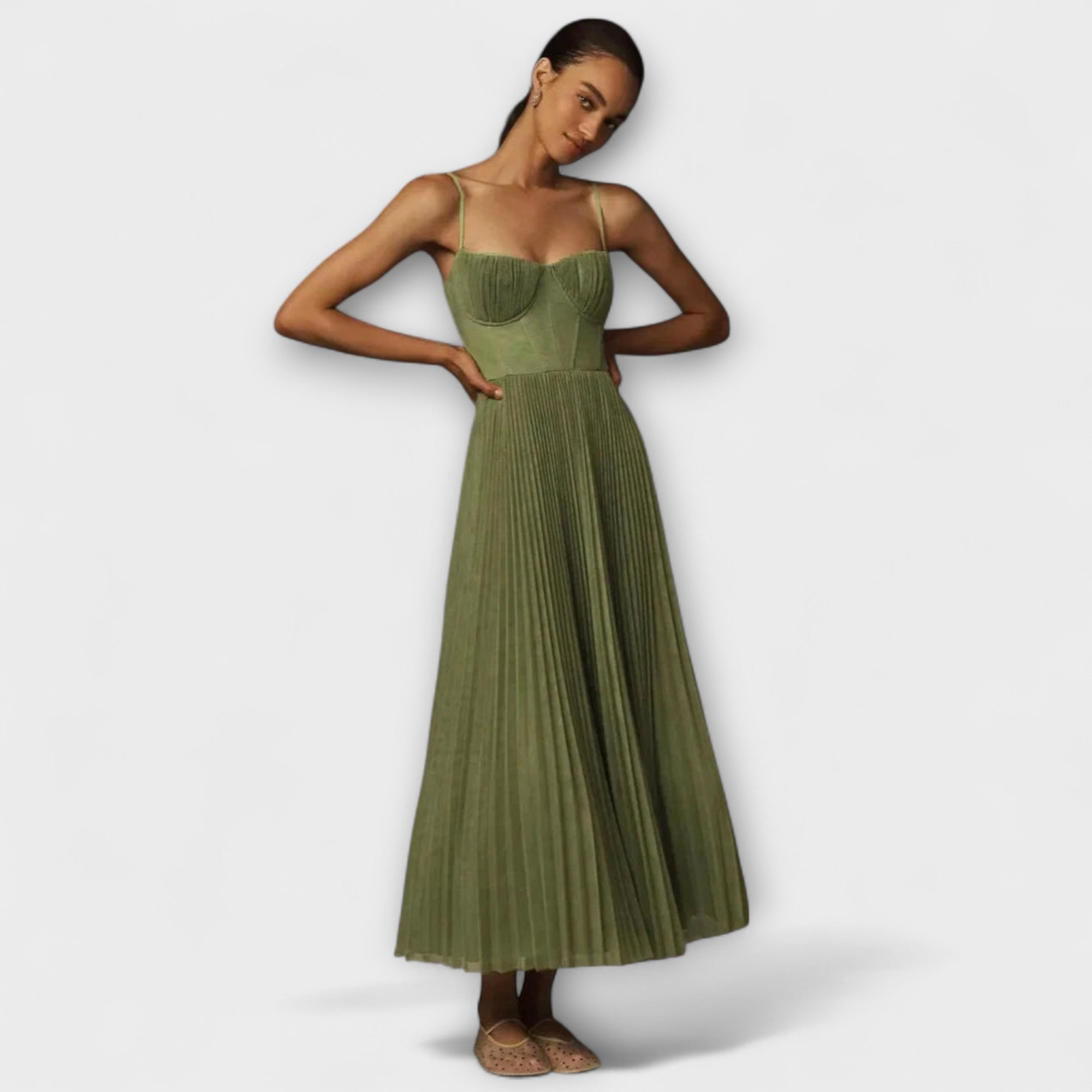 Marilyn - Midi Tulle Pleated Skirt Dress with Bustier Design