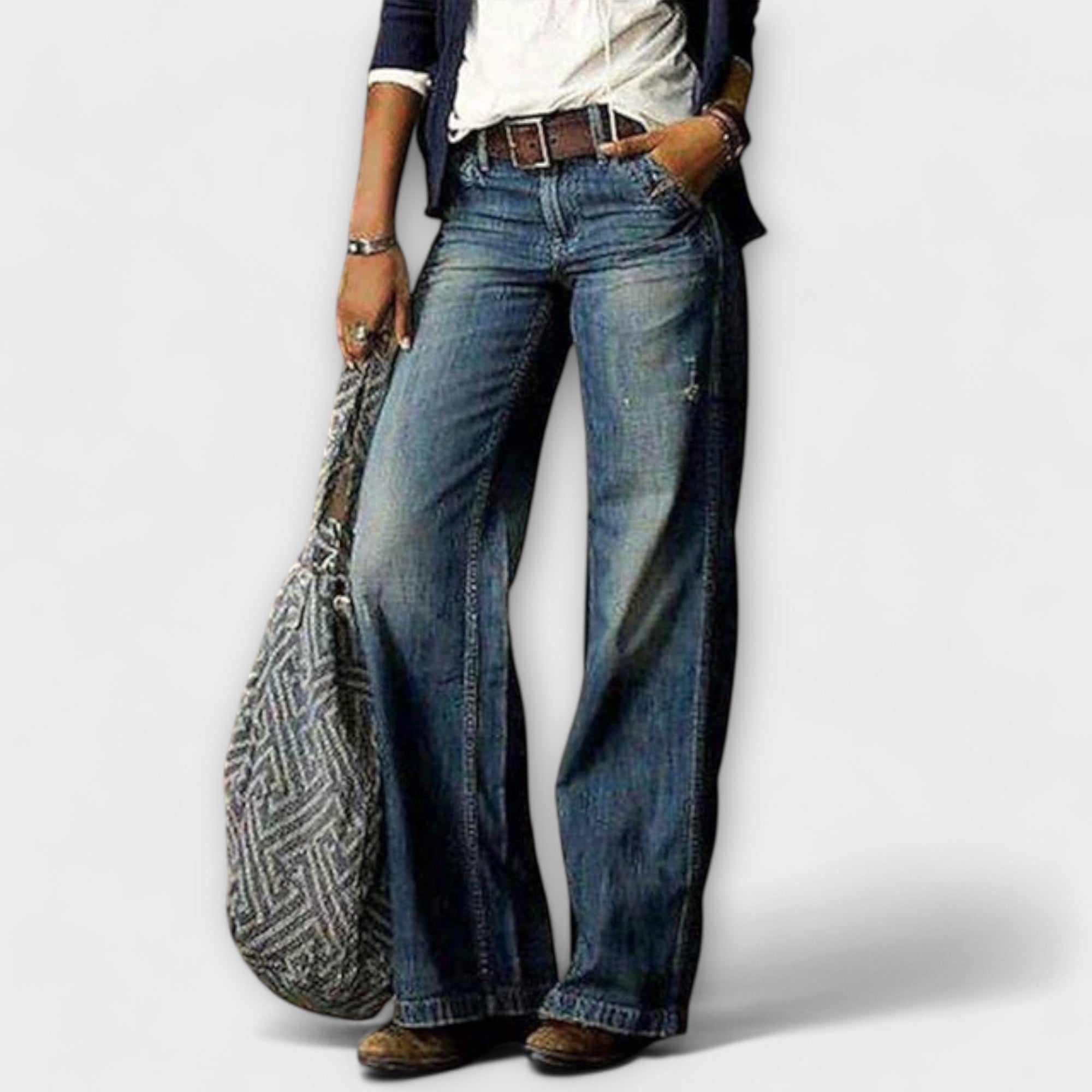 Cess - Denim Pants with Wide Legs