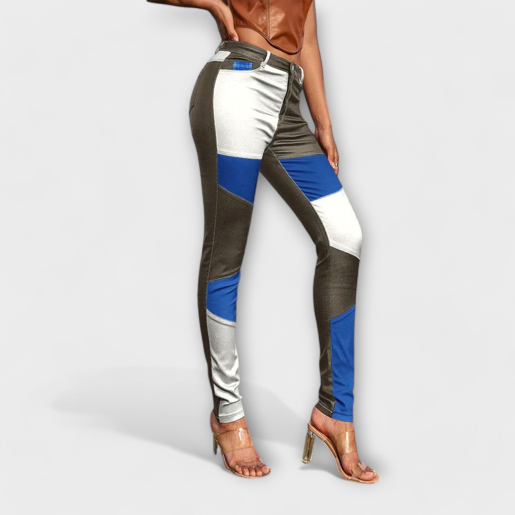 Calliope - Tube Pants with Color Block Pattern
