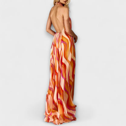 Rumi - Stylish Woven Maxi Dress with Wave Pattern