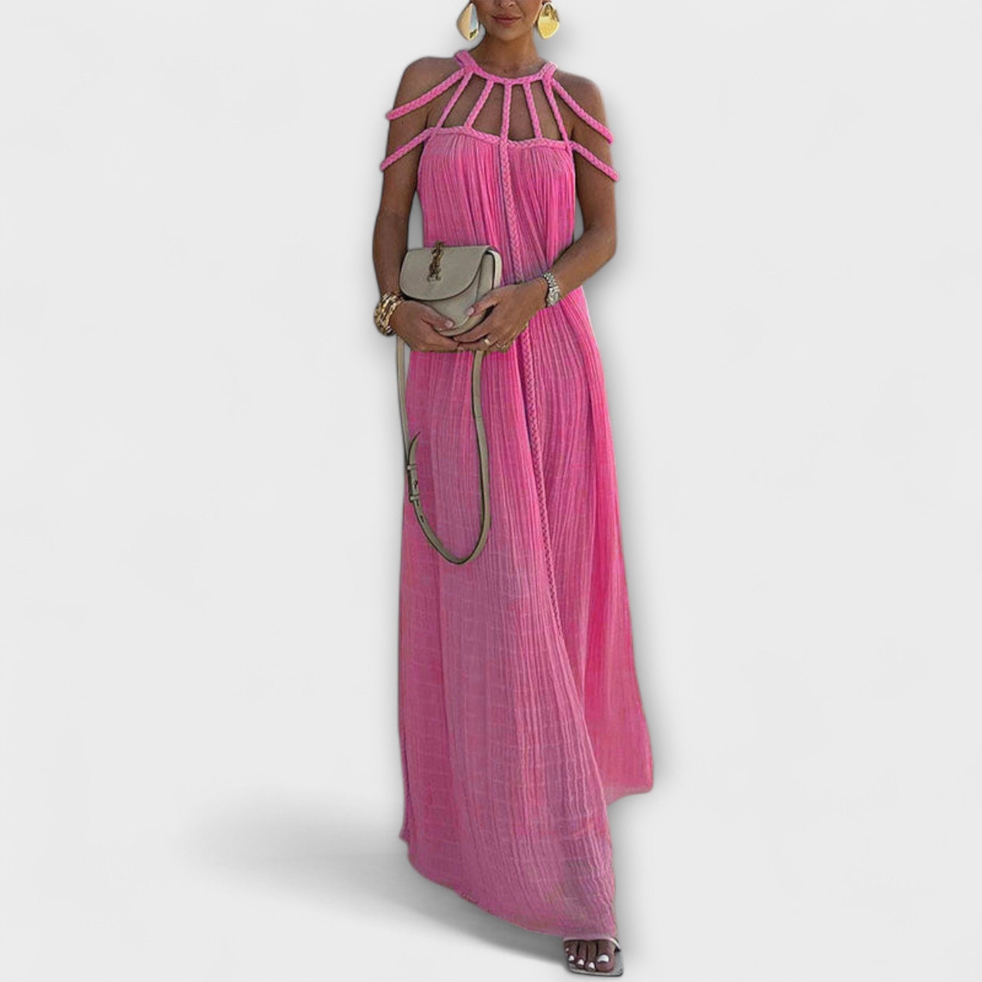 Briar - A Stylish Maxi Dress Made of Blended Fabric with Draped Straps
