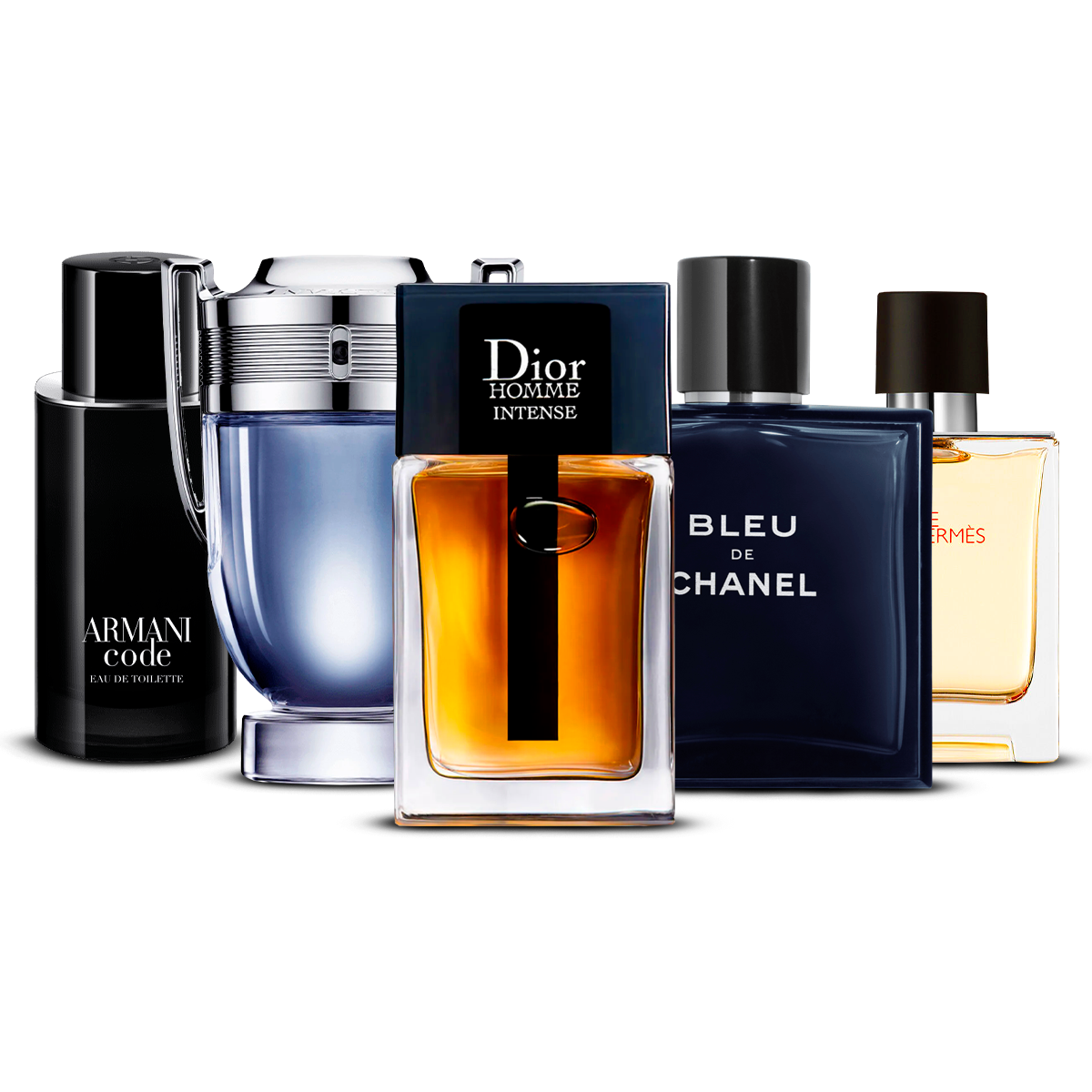 Combination of 5 Men's Fragrances – Armani Code, Invictus, Dior Homme Intense, Bleu de Chanel, and Terre d'Hermès [100 ml each]