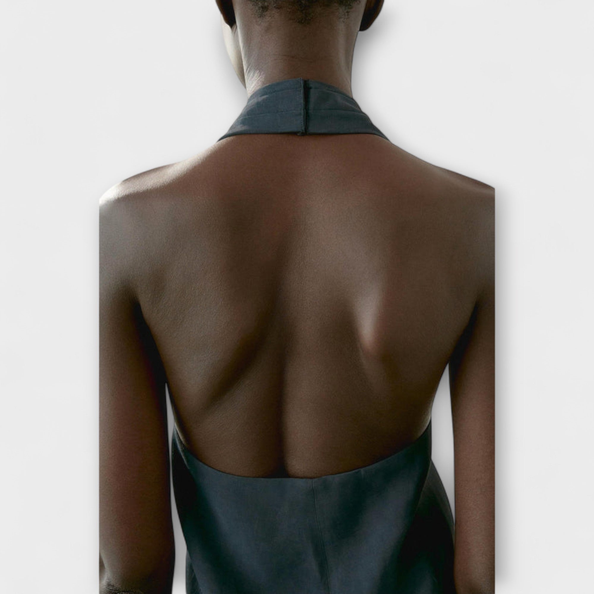 Leah - Blue Halter Neck Top with Back Slit