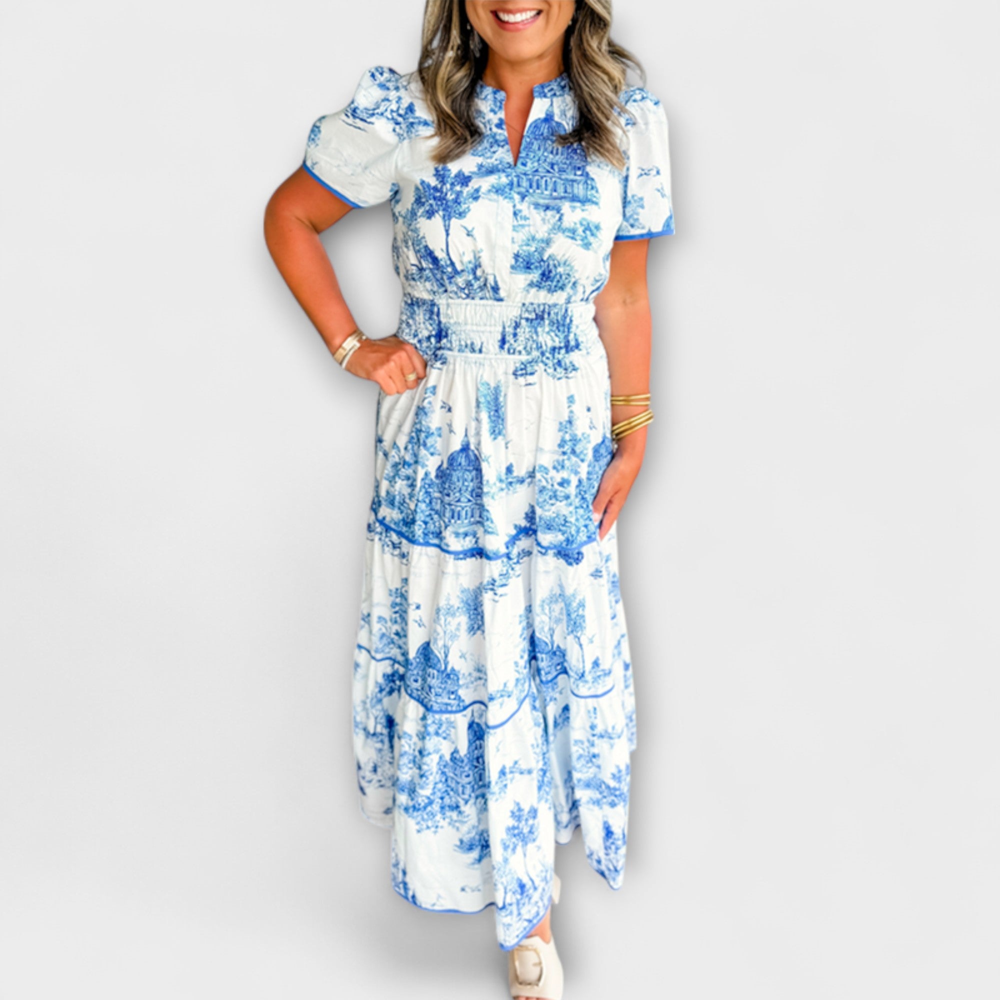 Eliza - Timeless Toile Maxi Dress