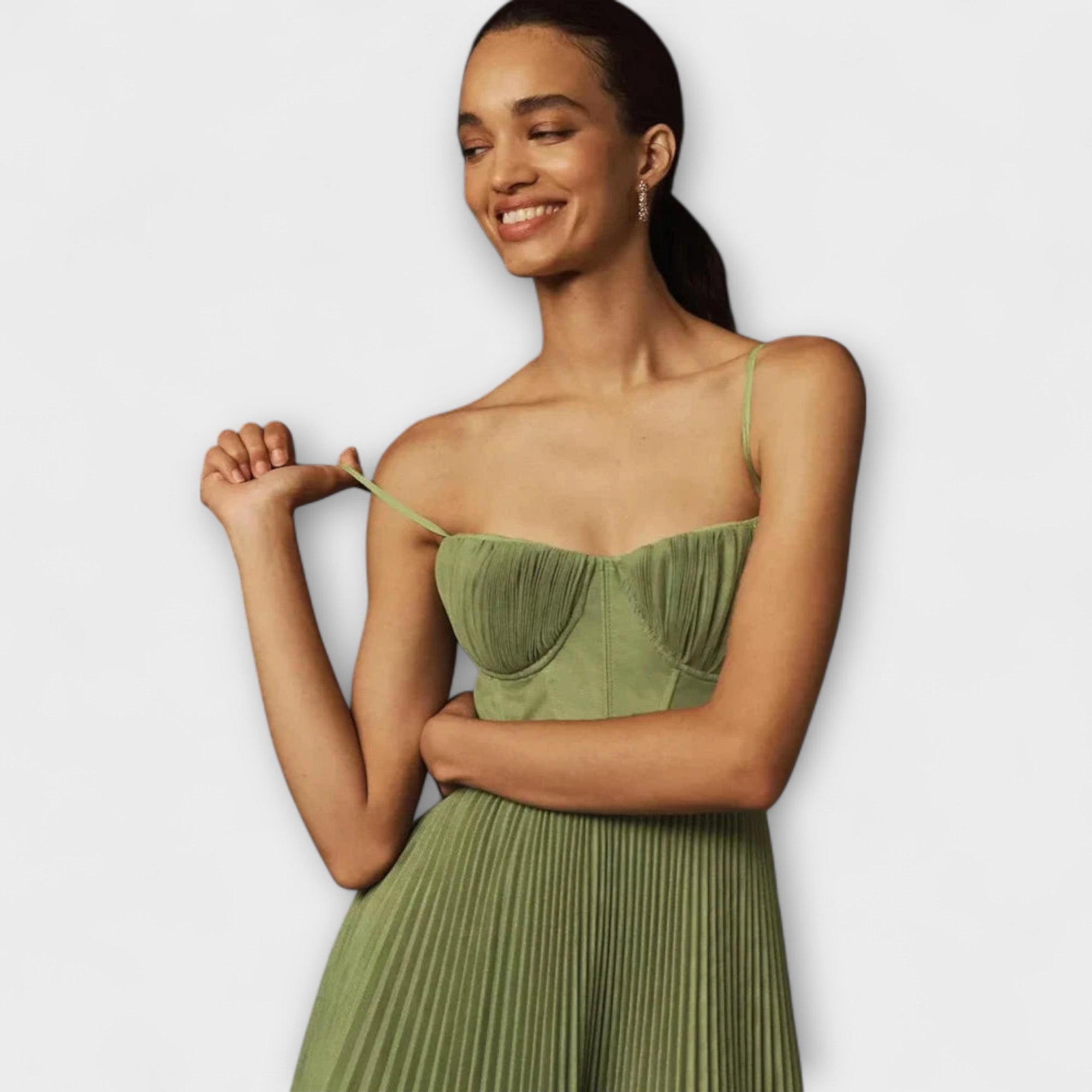 Marilyn - Midi Tulle Pleated Skirt Dress with Bustier Design