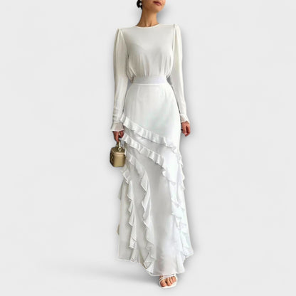 Fallon - Figure-hugging Long Dress with Three-Dimensional Ruffles