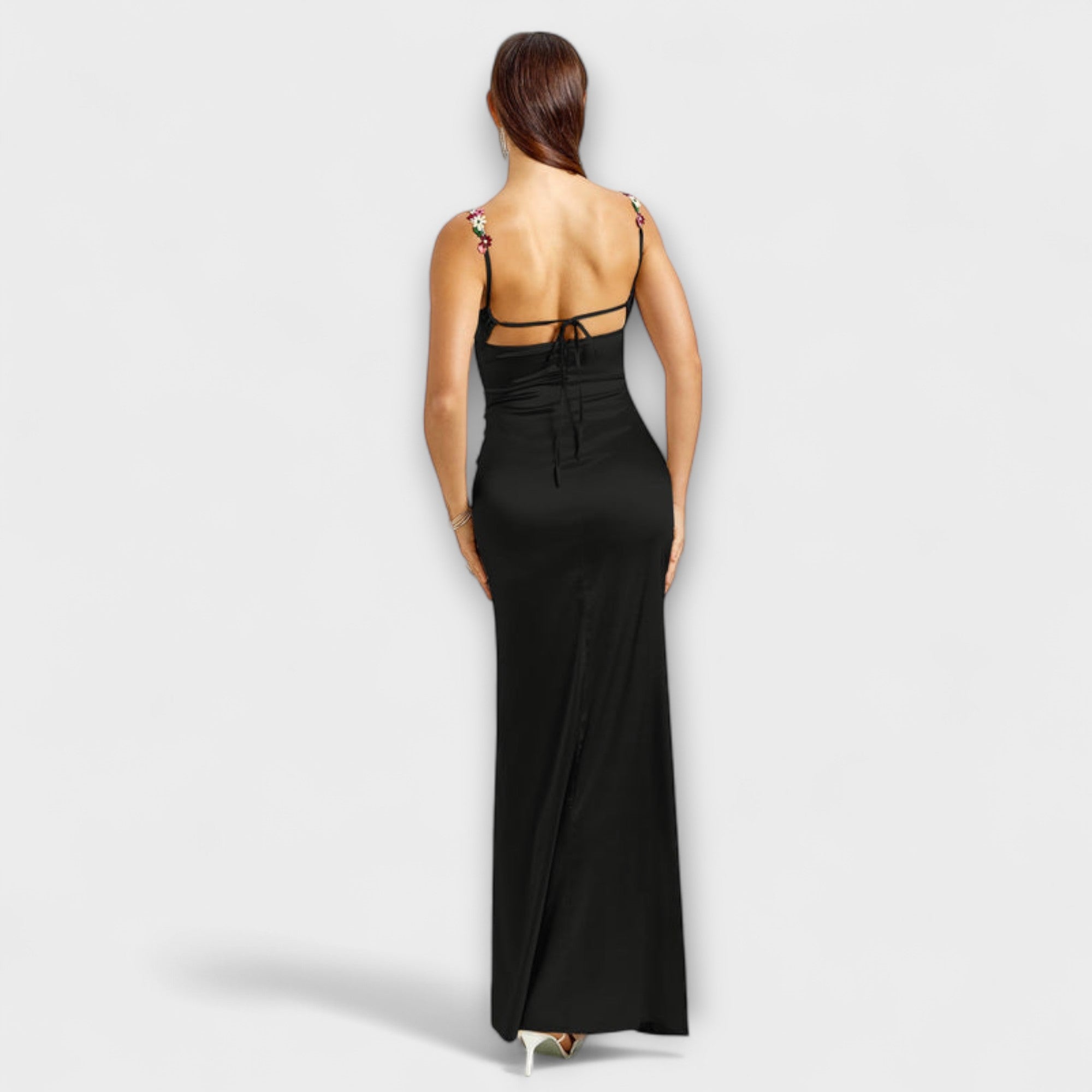 Eira - Embellished Satin Dress with Back Lacing